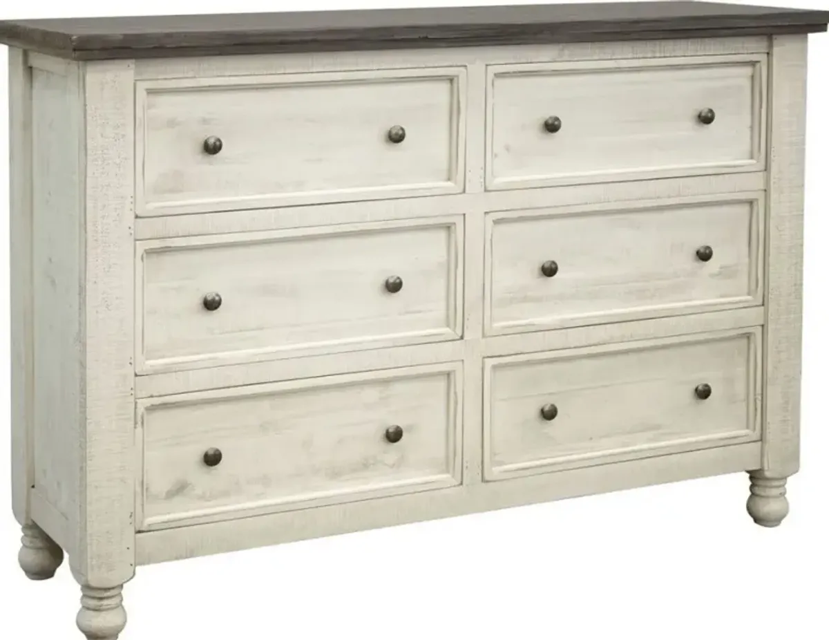 International Furniture Stone White/Weathered Gray 6-Drawer Dresser