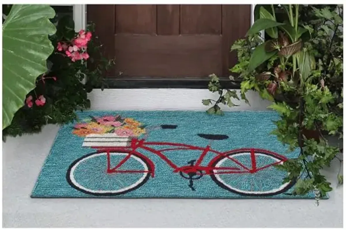 Trans Ocean Frontporch Bike Ride Blue Doormat