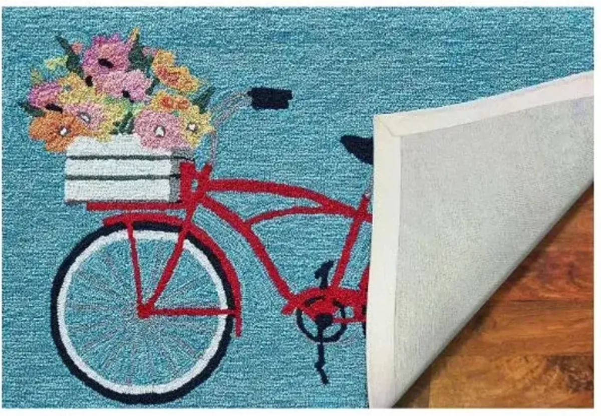 Frontporch Bike Ride Blue Doormat