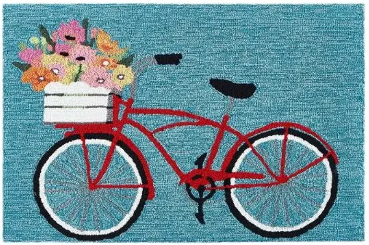 Frontporch Bike Ride Blue Doormat