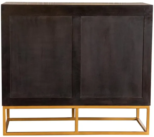 ACCENT CABINET BLACK WALNUT/GOLD BLACK