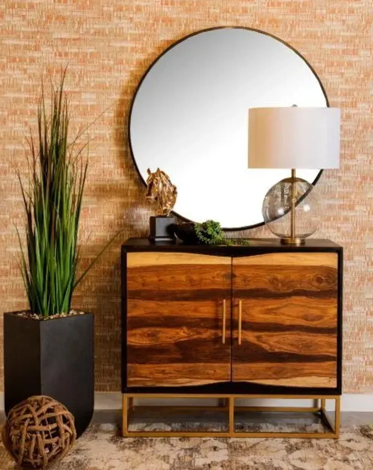 Zara 2-Door 40 Inch Wood Accent Storage Cabinet Black Walnut