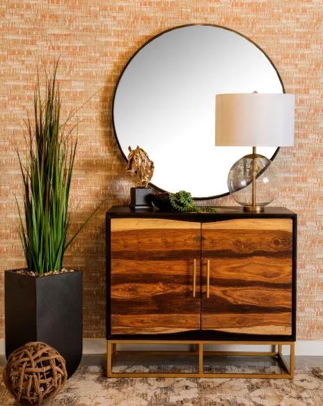 ACCENT CABINET BLACK WALNUT/GOLD BLACK