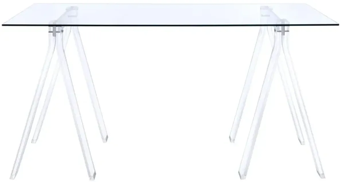 Coaster Amaturo 59 Inch Glass Top Acrylic Writing Desk Clear