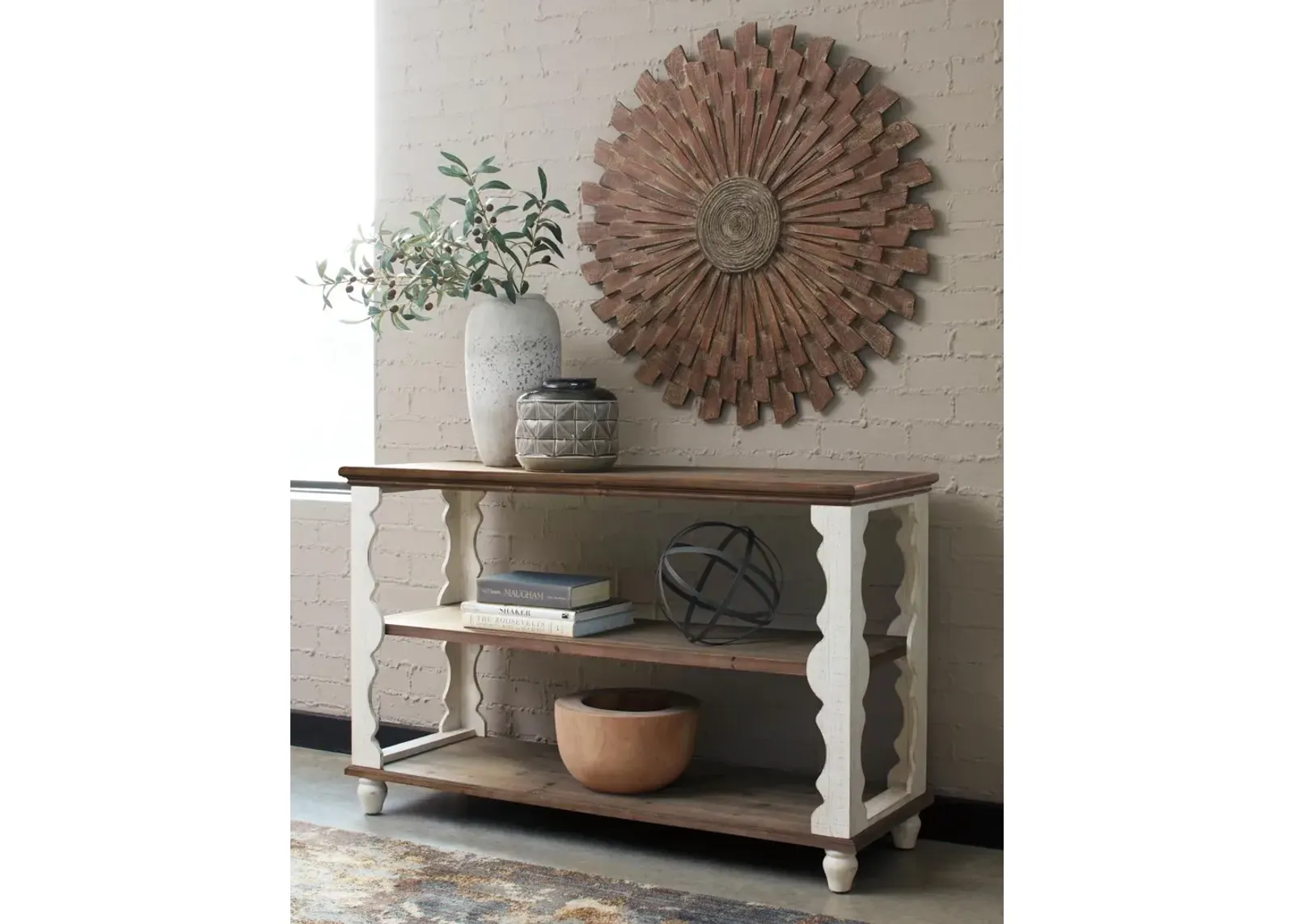 Ashley Alwyndale Antique White/Brown Console Sofa Table