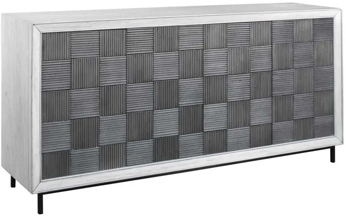 Uttermost Checkerboard Light Gray 4-Door Accent Cabinet