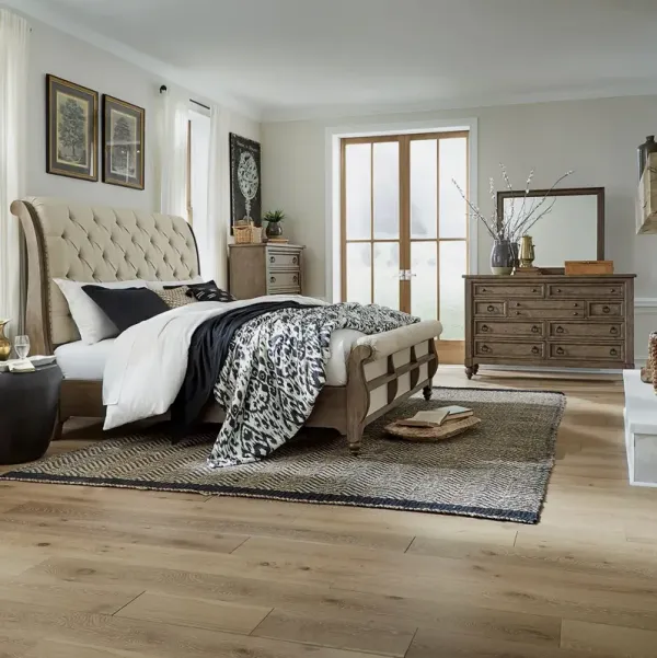 Liberty Furniture Complete Queen Bedroom Set Sleigh Bed, Dresser, Mirror & Chest Americana Farmhouse