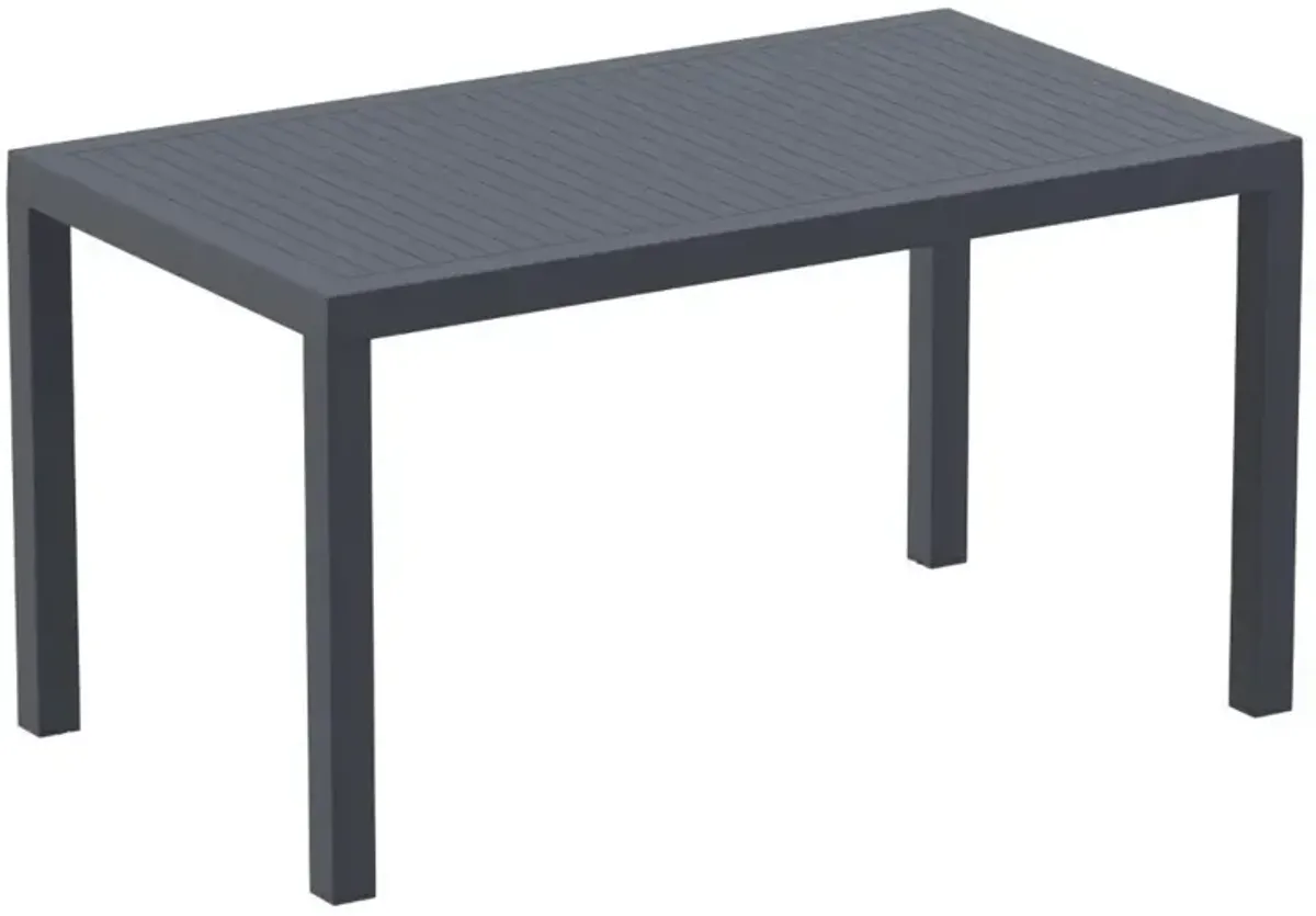 Compamia 55 Inch Ares Resin Rectangle Outdoor Dining Table Dark Gray