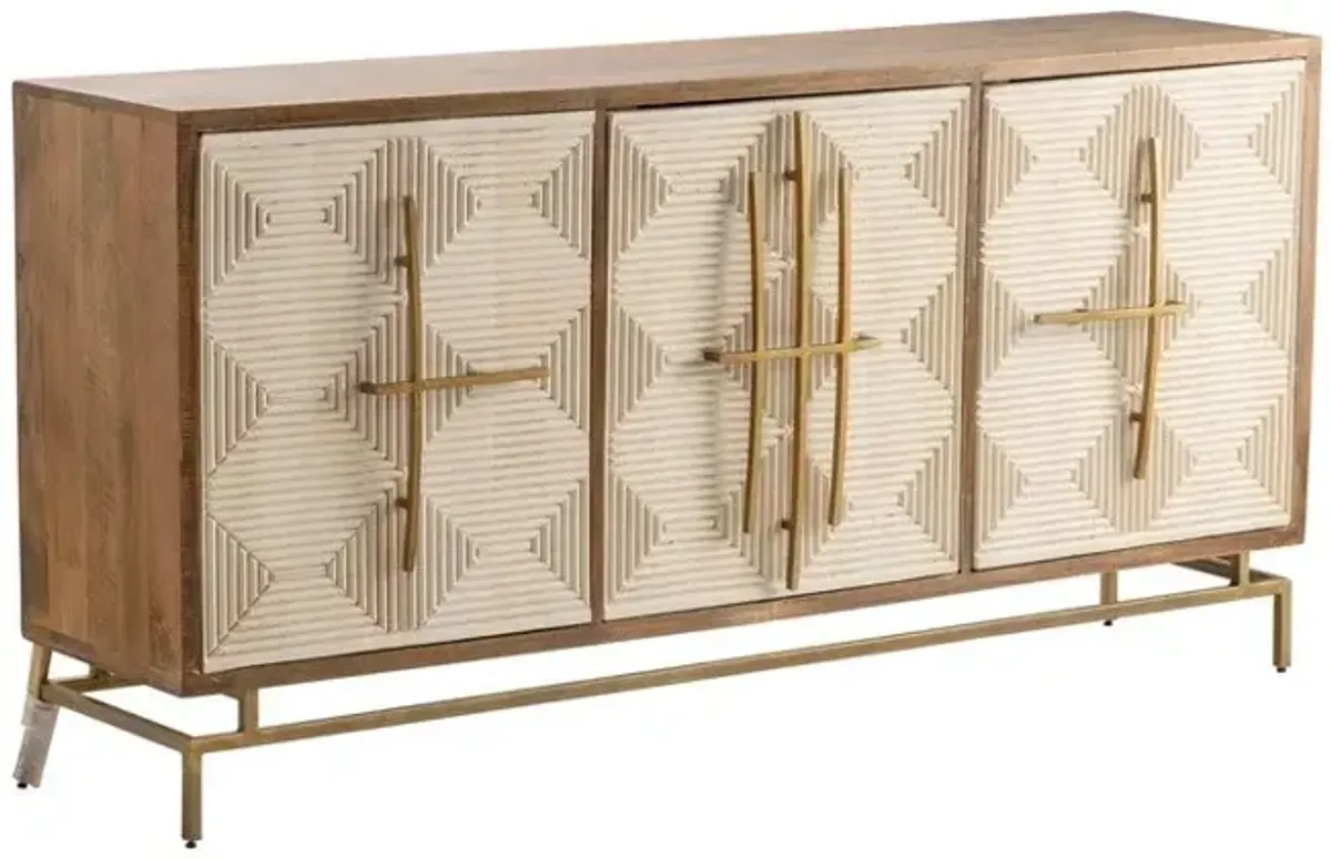 Crestview Bengal Manor Gold/Light Brown/White Door Sideboard