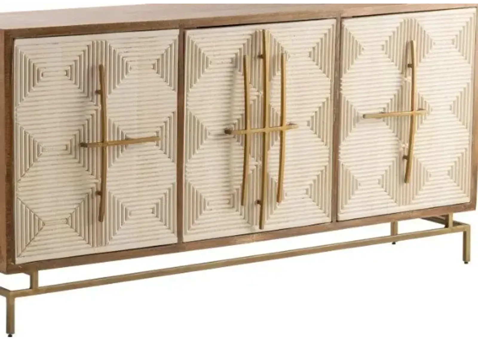 Crestview Bengal Manor Gold/Light Brown/White Door Sideboard