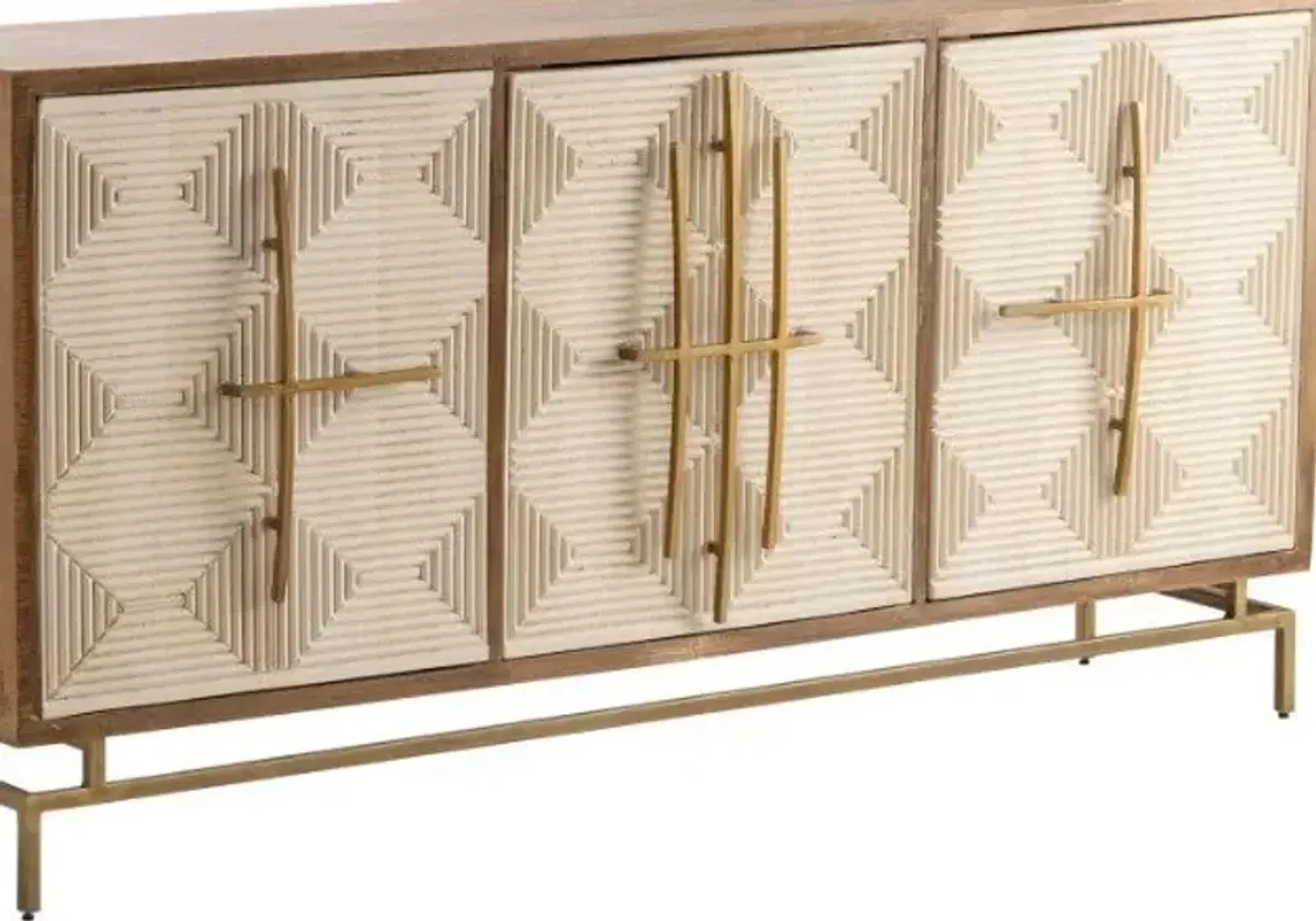 Crestview Bengal Manor Gold/Light Brown/White Door Sideboard