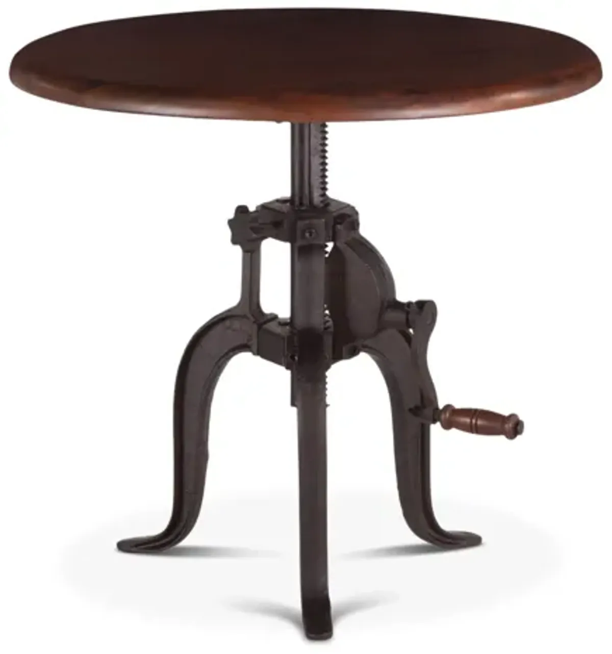 Home Trends Design Industrial Loft 24-Inch Adjustable Crank Side Table with Acacia Wood Top