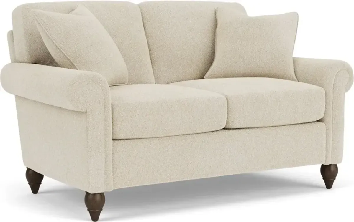 Flexsteel South Haven White Shell Loveseat with Round Legs