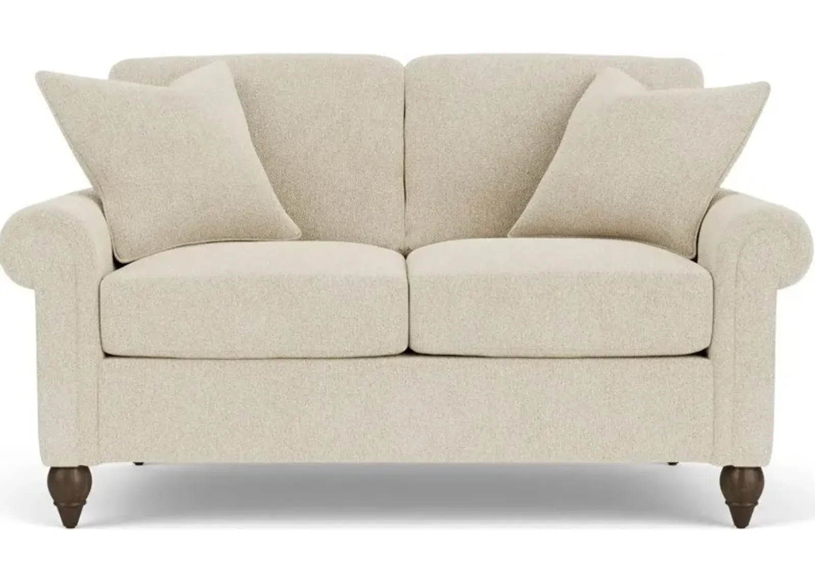 Flexsteel South Haven White Shell Loveseat with Round Legs