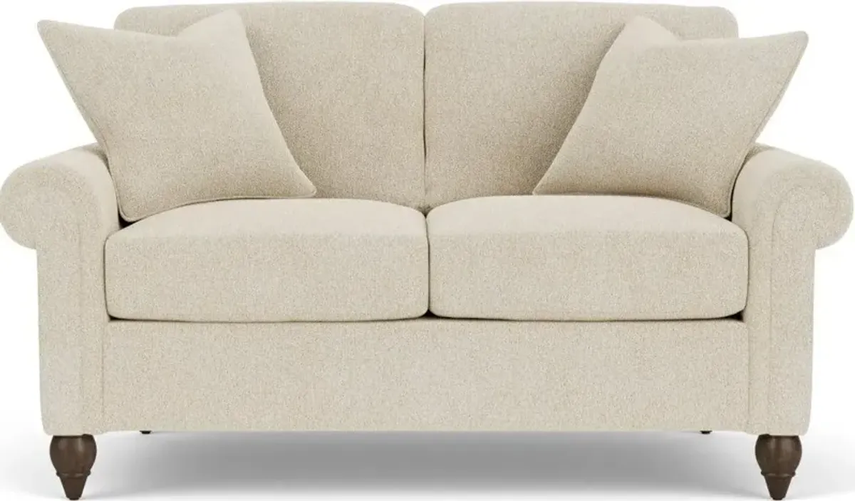 Flexsteel South Haven White Shell Loveseat with Round Legs