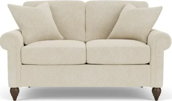 Flexsteel South Haven White Shell Loveseat with Round Legs