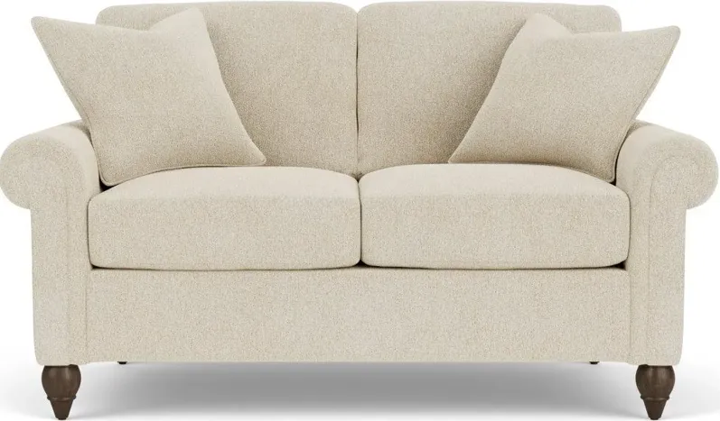 SOUTH HAVEN WHITE SHELL LOVESEAT WITH ROUND LEGS