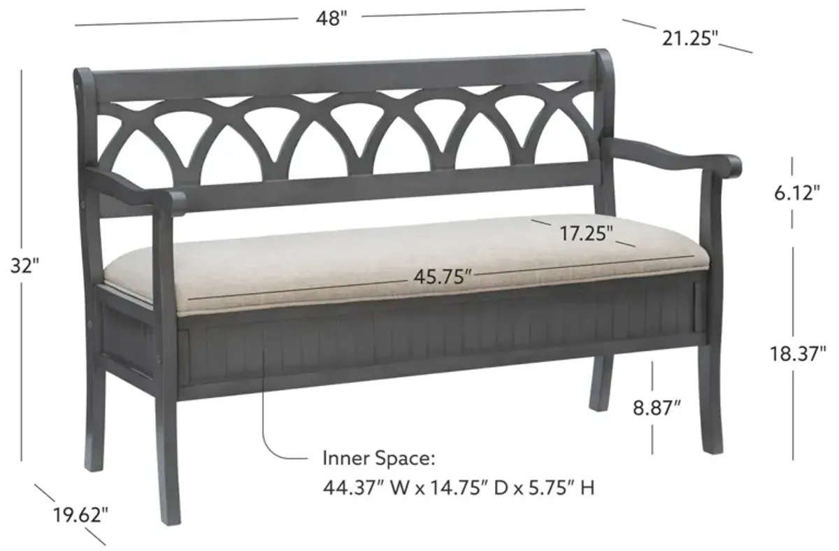 Powell Elliana Storage Bench Grey