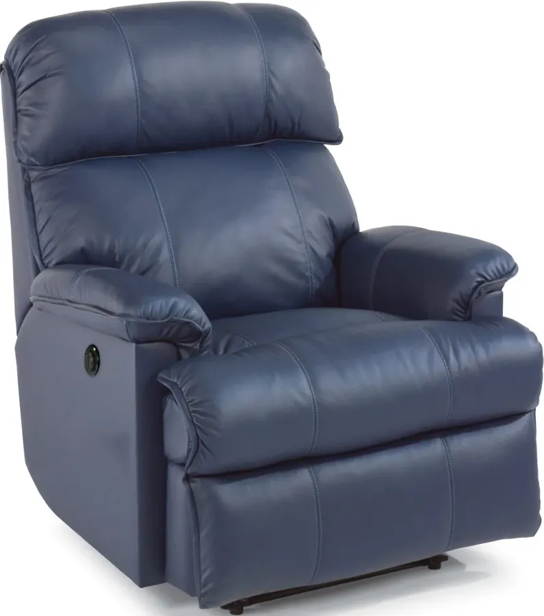 GENEVA BLUE POWER LEATHER RECLINER