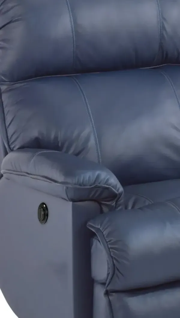 Flexsteel Geneva Blue Power Leather Recliner