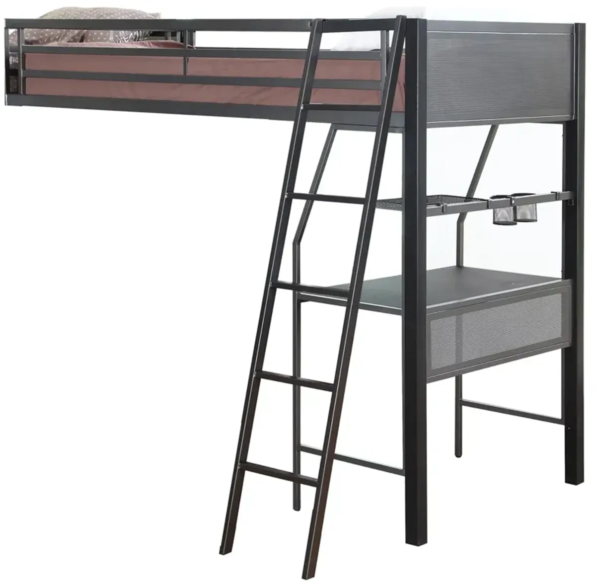 Meyers Metal Twin Over Twin Bunk Bed With Twin Loft Black