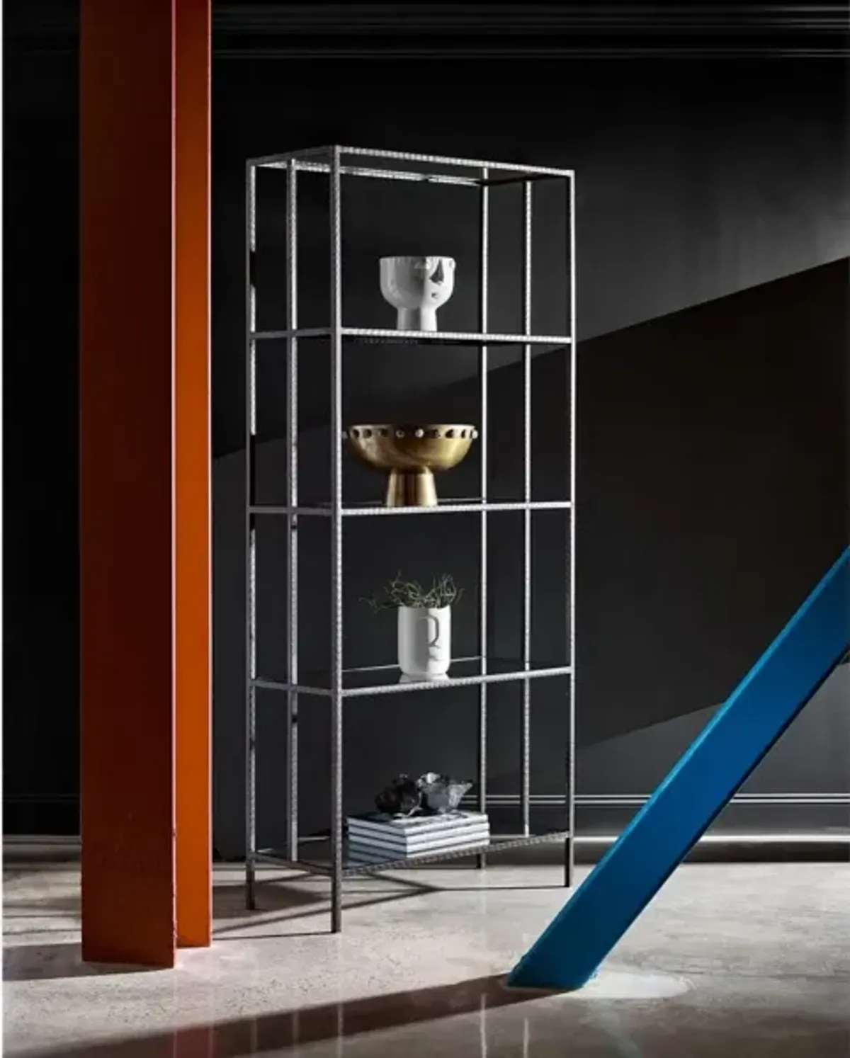 Universal Curated Industrial Oil Rubbed Bronze Etagere Bookcase