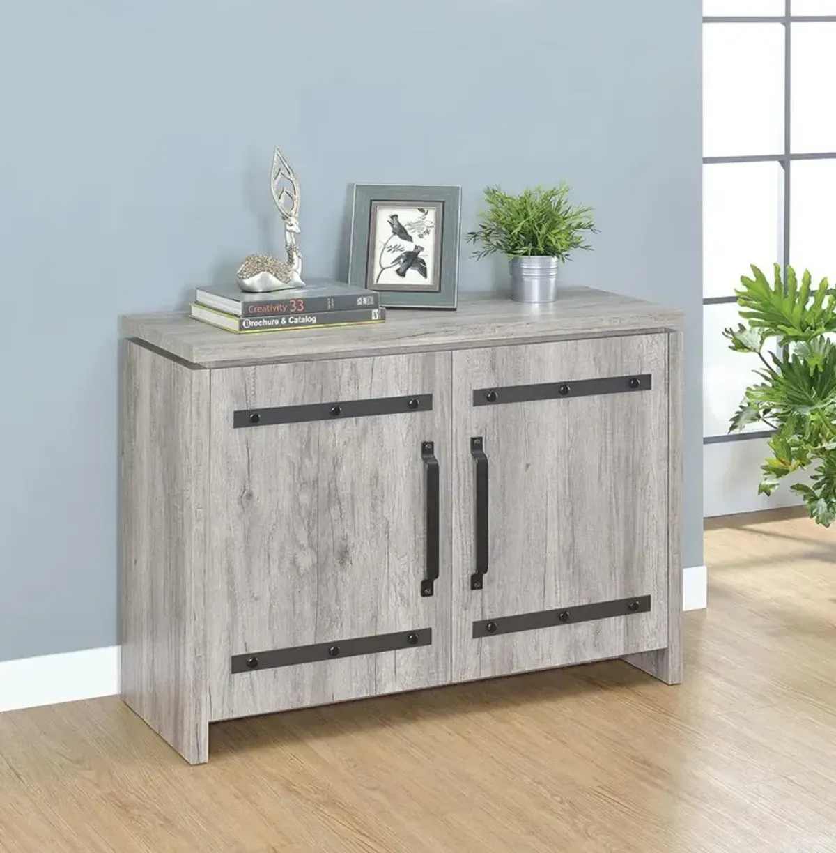 Coaster Enoch 2-Door Engineered Wood Accent Cabinet Grey Driftwood