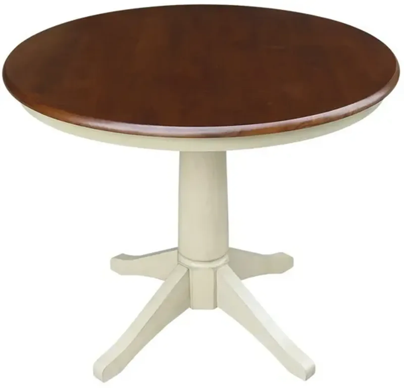 John Thomas Dining Essentials 36 Inch Round Table Top with 30 Inch Transitional Pedestal Base in Espresso & Almond