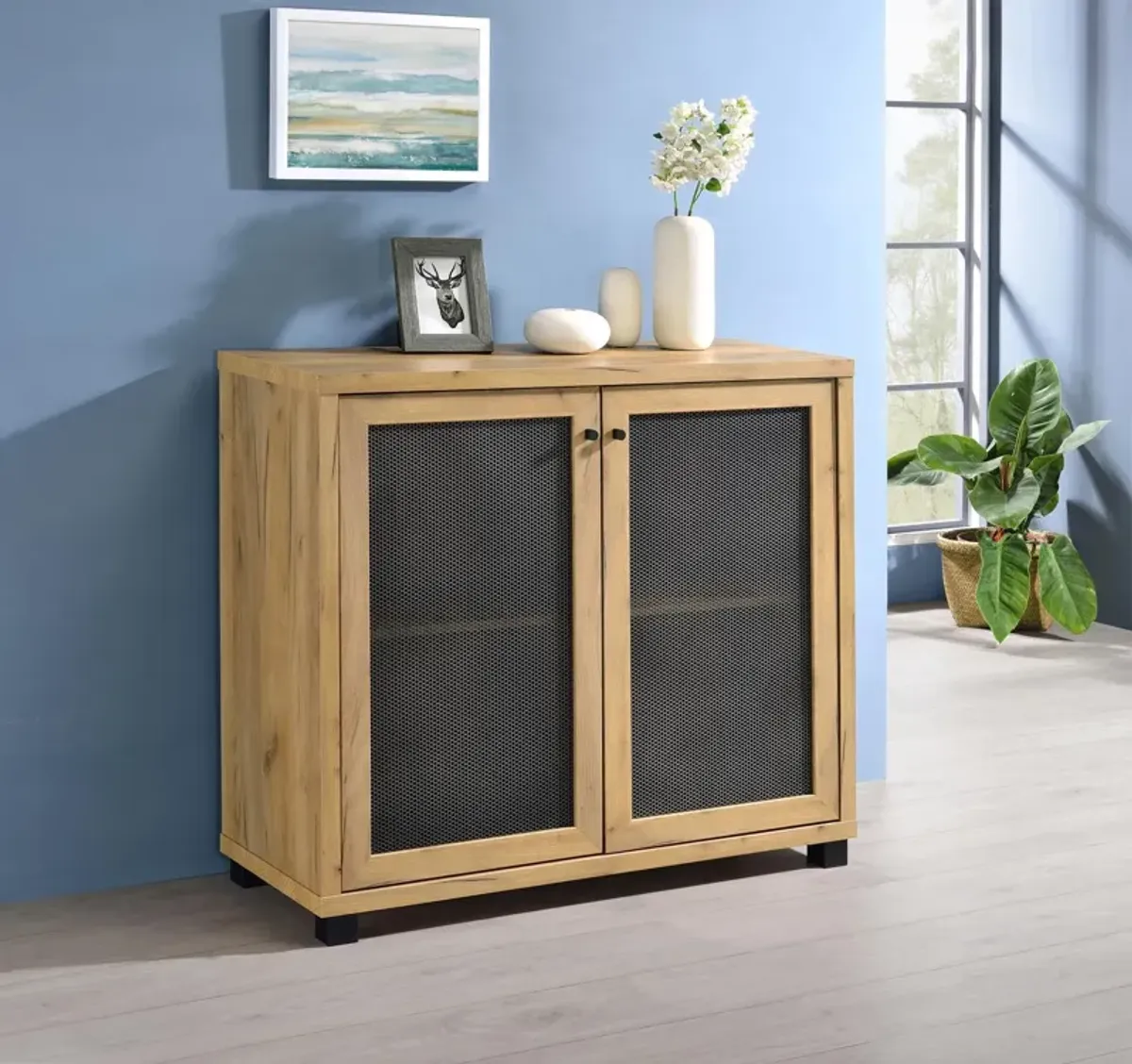 Coaster Mchale 2-Door Engineered Wood Accent Cabinet Golden Oak