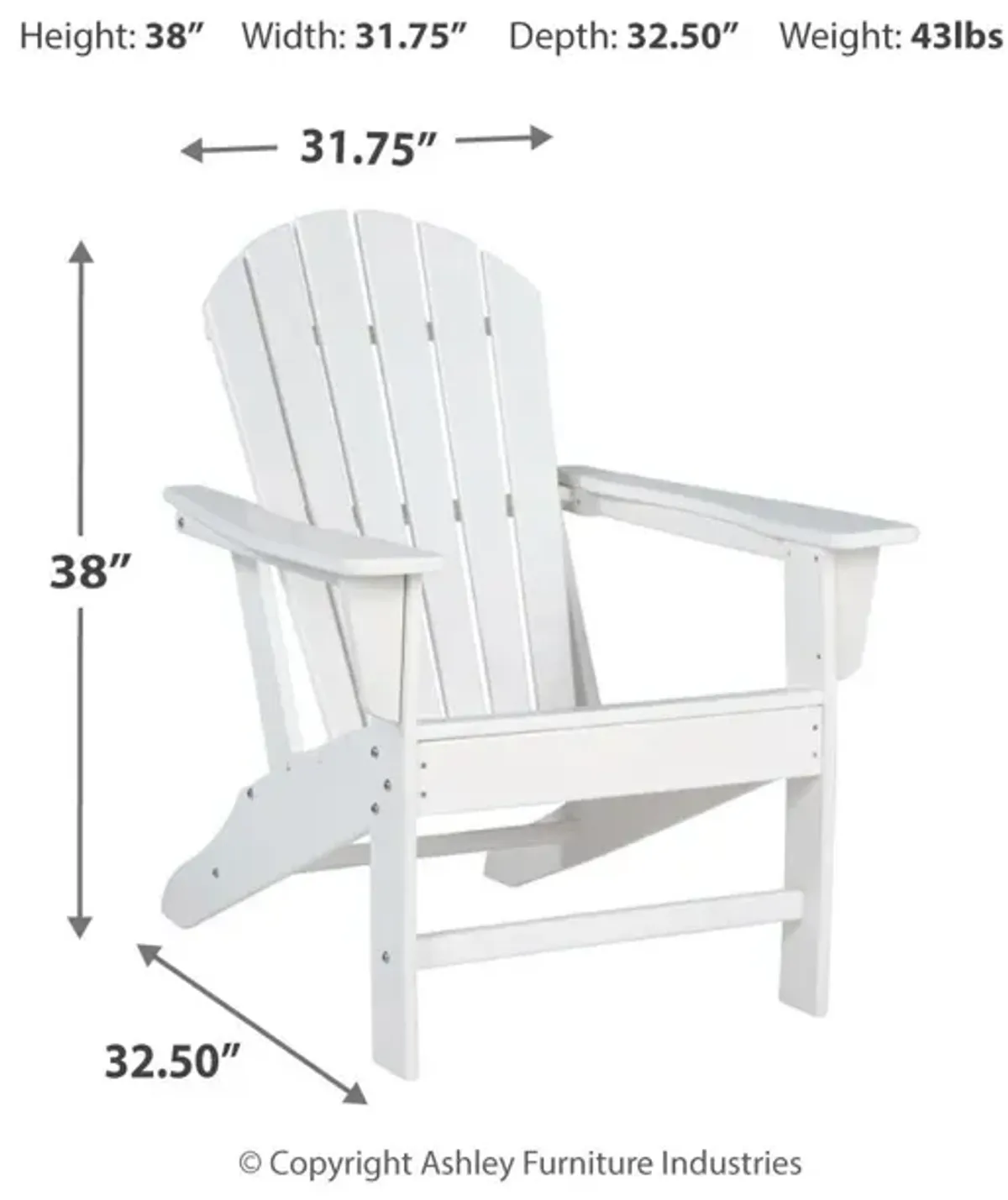 Hudson's Furniture Exclusive Slatted White Outdoor Adirondack Chair