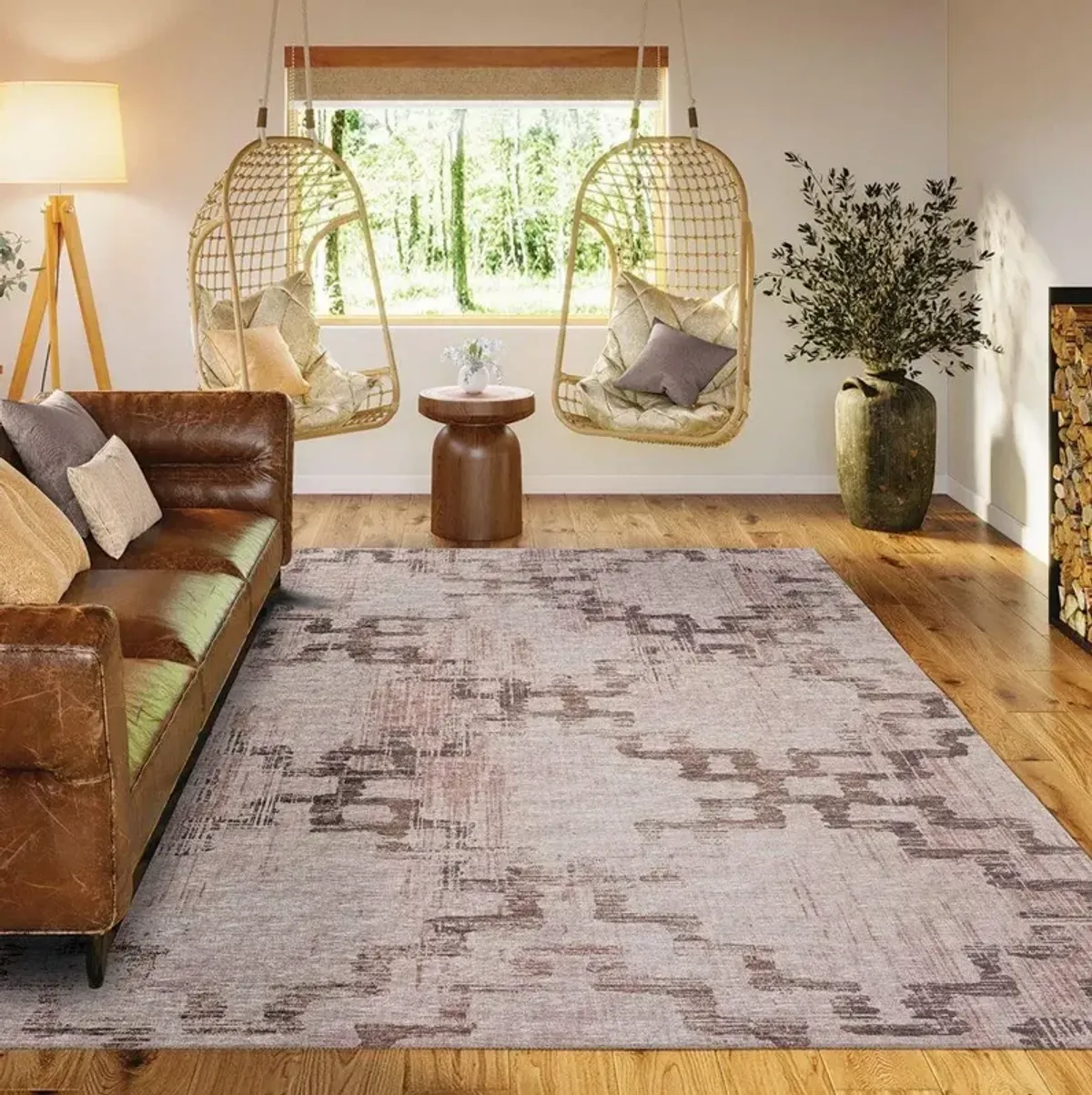 Dalyn Distressed Mocha Medallion 5'X8' Area Rug