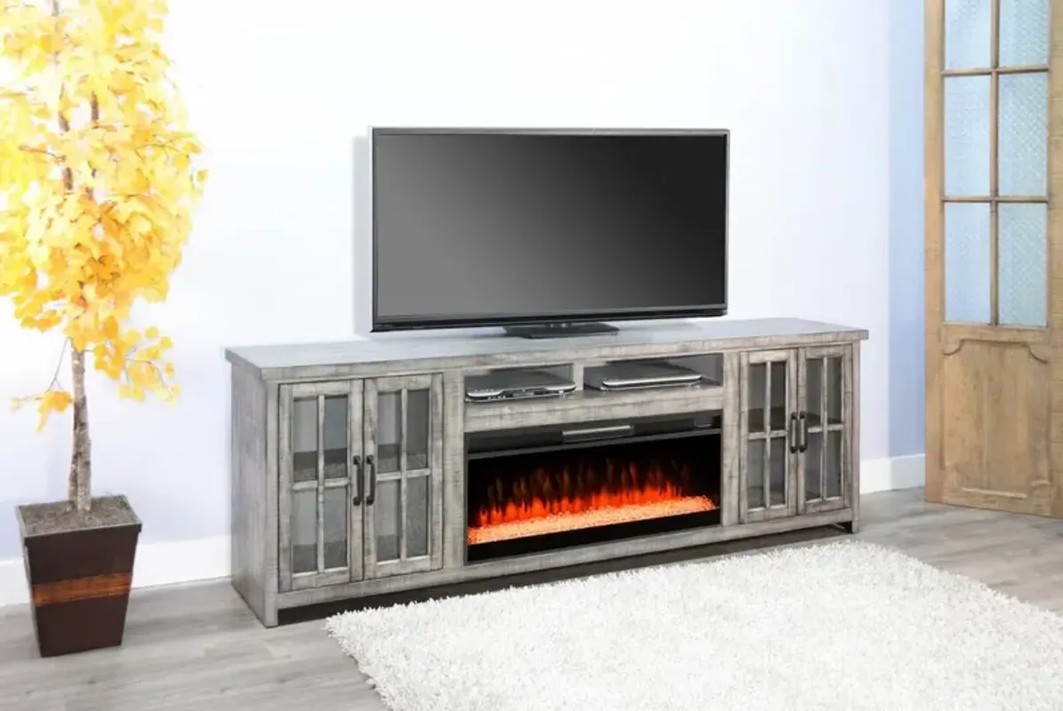 Sunny Designs Alpine Grey Media TV Stand Console with Fireplace Option