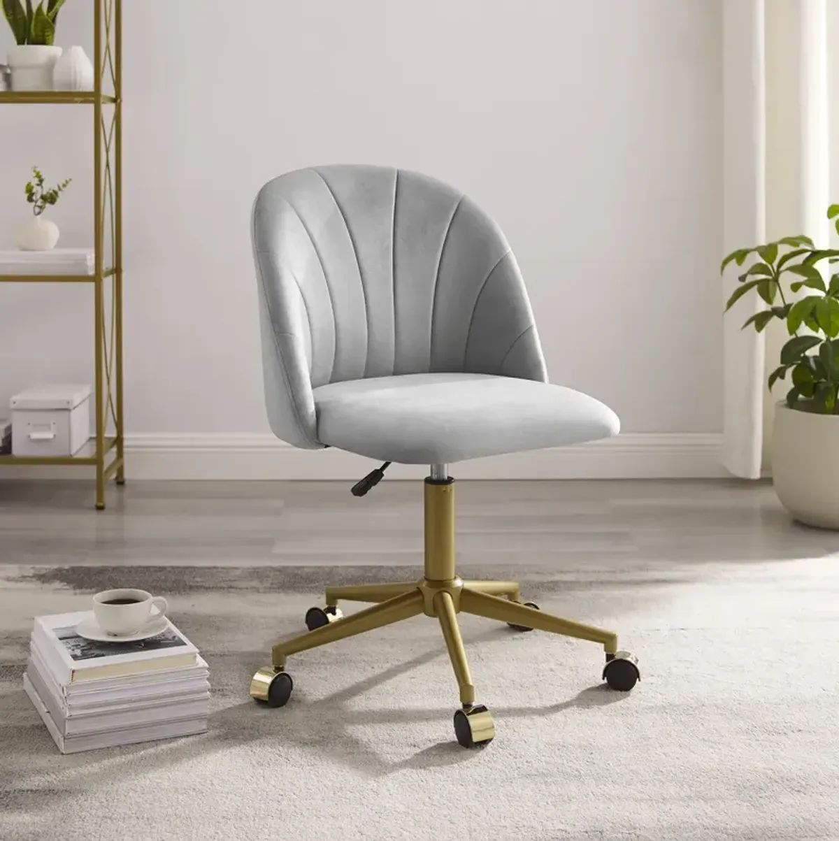 Linon Adalynn Light Gray Home Office Desk Chair