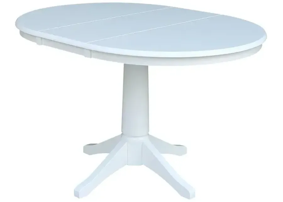 DINING ESSENTIALS 36 INCH EXTENSION TABLE WITH 30 INCH TRANSITIONAL PEDESTAL BASE IN PURE WHITE