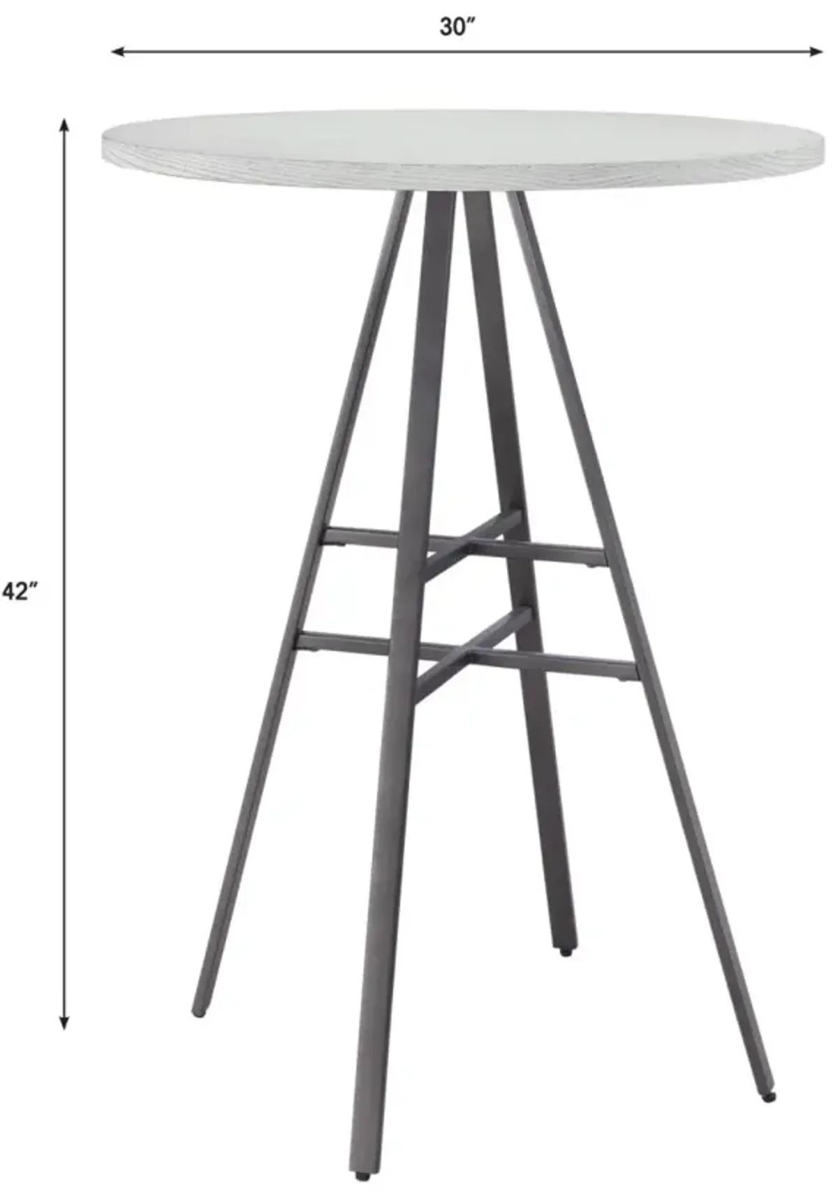 American Woodcrafters Filmore Round Wood Top with Metal Base Pub Tables in Slate Grey with White Oak Top