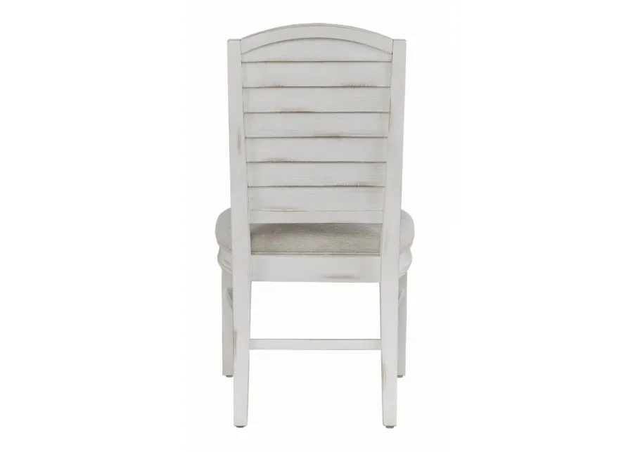 MEADOWBROOK WHITEWASH WITH SAND TOP UPHOLSTERED SIDE CHAIR