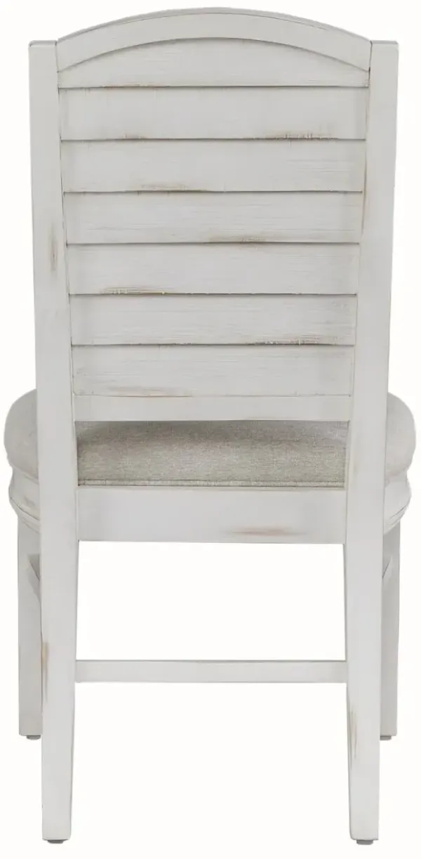 American Woodcrafters Meadowbrook Whitewash with Sand Top Upholstered Side Chair