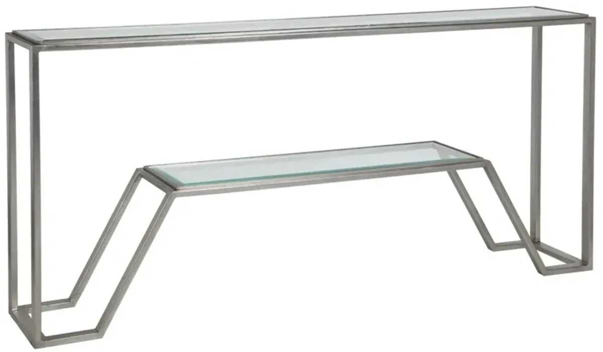 Artistica Home by Lexington Metal Designs Byron 73 Inch Modern Silver Leaf/Clear Console Accent Table