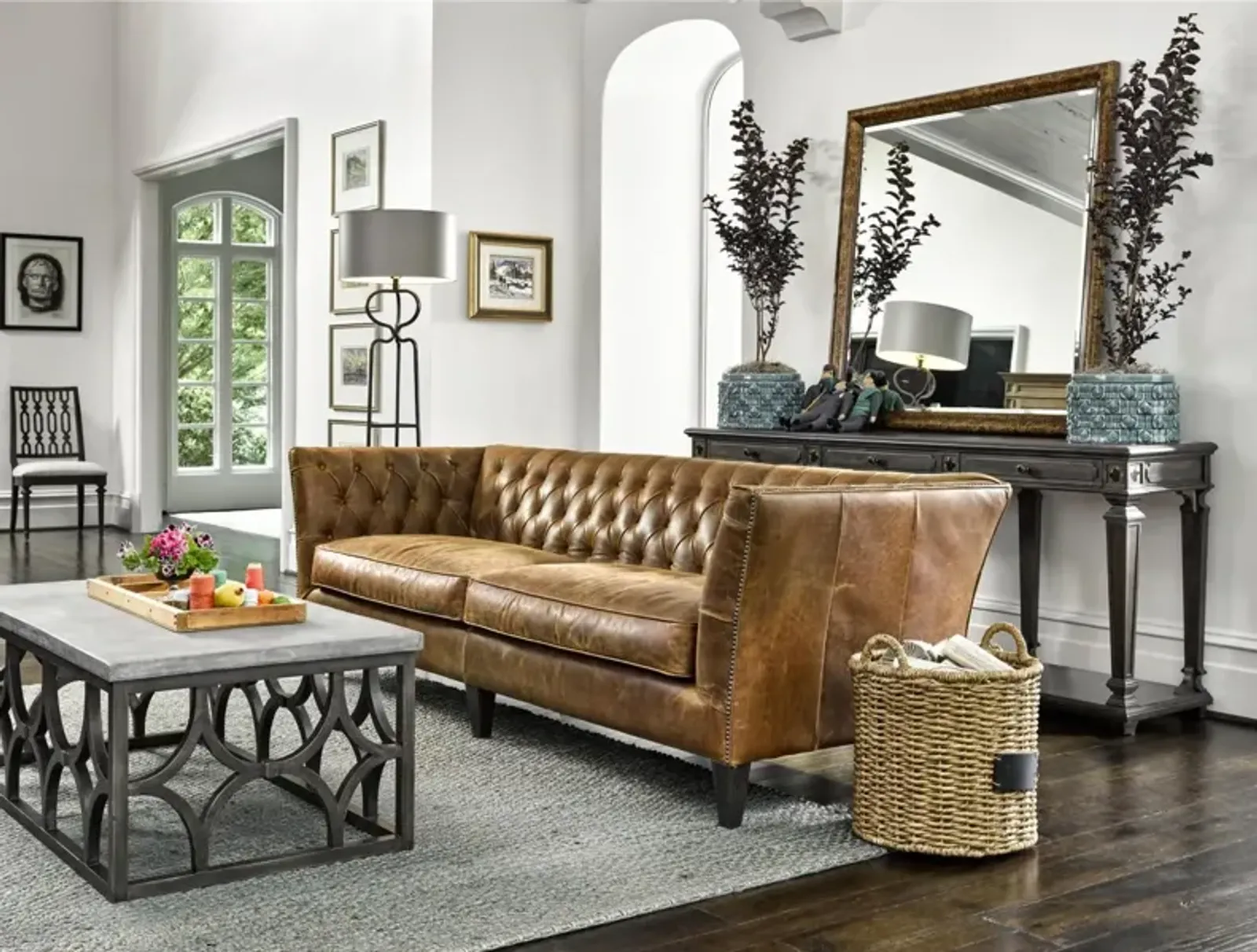 Universal Curated Sheridan Chestnut Leather Duncan Sofa