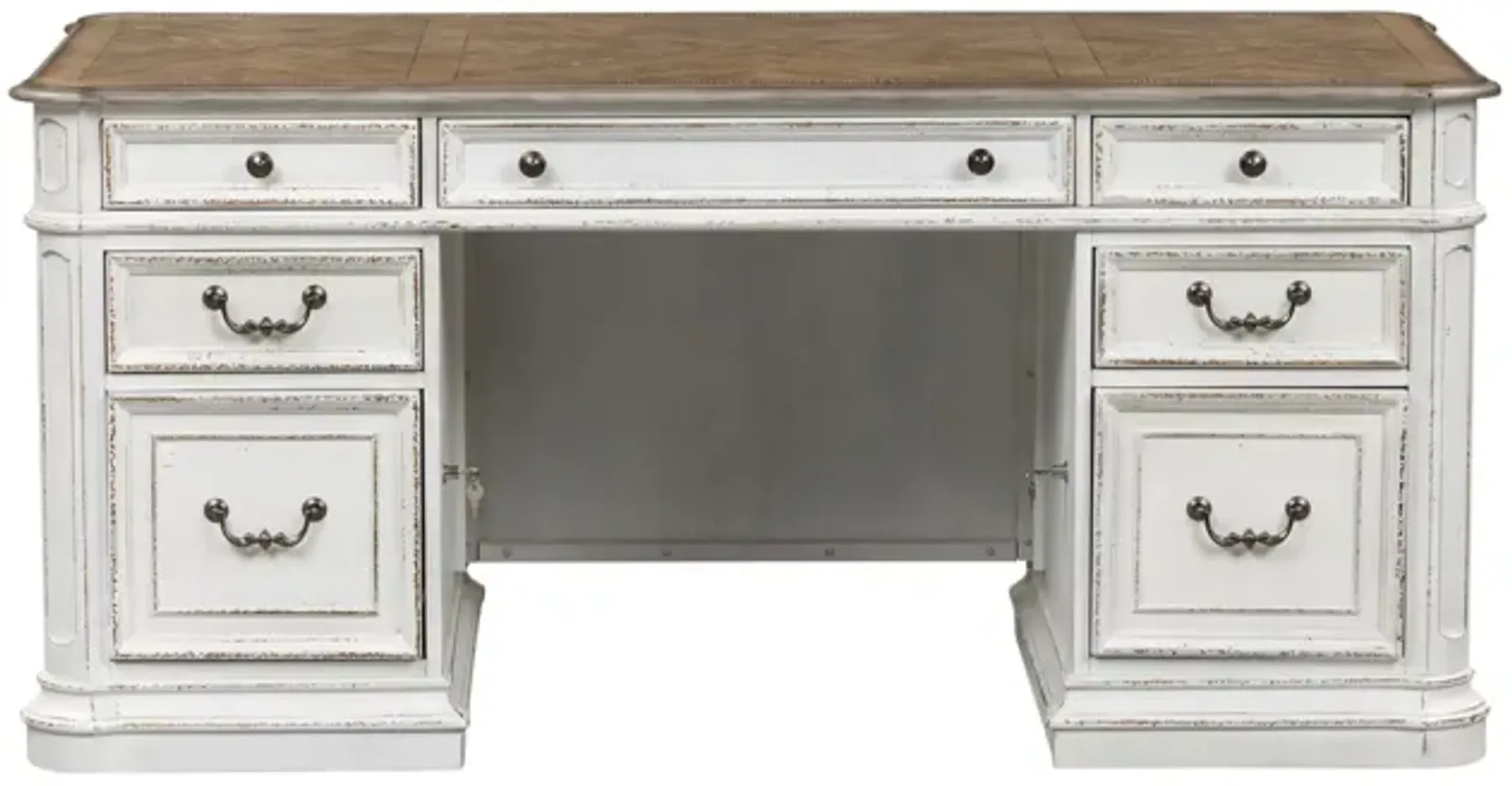 Liberty Furniture Magnolia Manor Antique White/Weathered Bark Desk