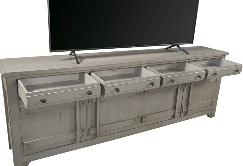 REEDS FARM WEATHERED GREY 97 INCH TV STAND CONSOLE