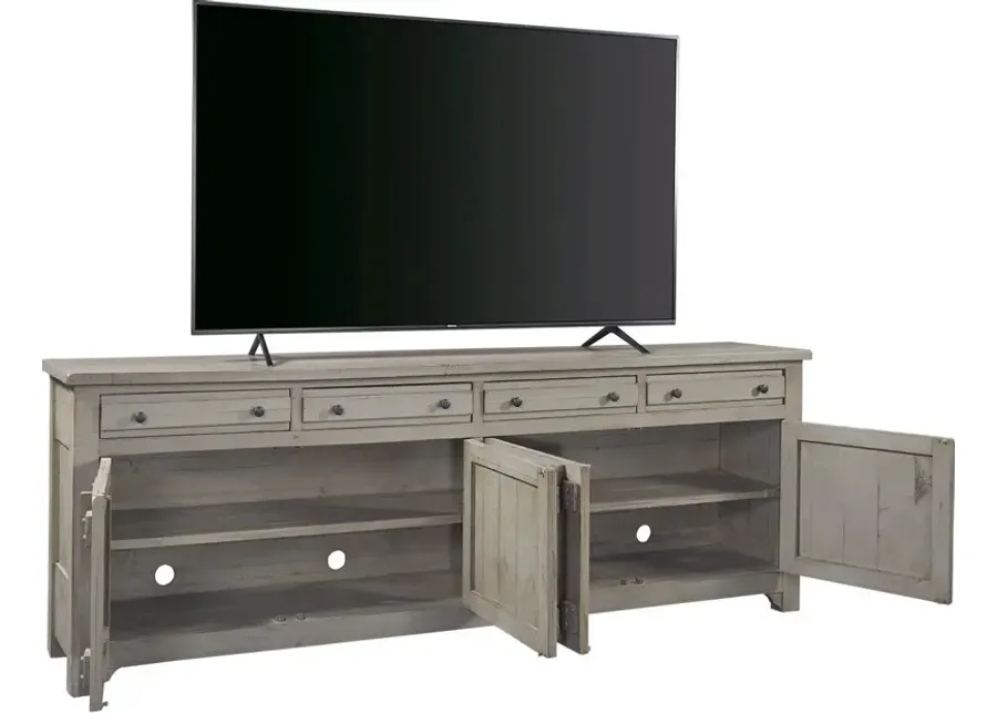 REEDS FARM WEATHERED GREY 97 INCH TV STAND CONSOLE