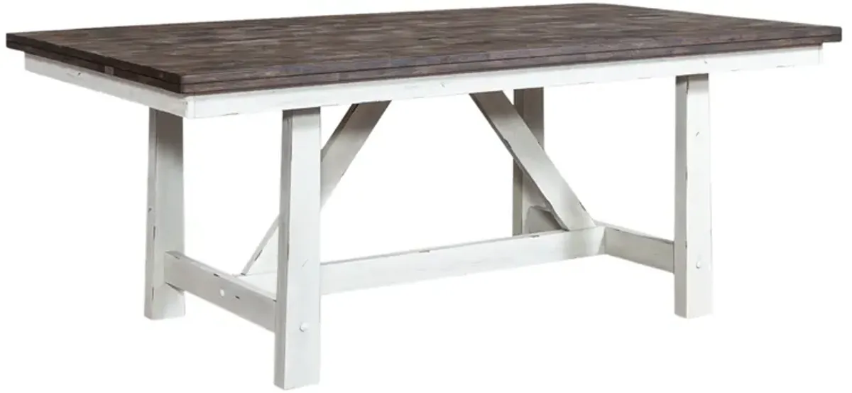 Liberty Furniture Farmhouse Two-Tone White Fixed Top Trestle Table