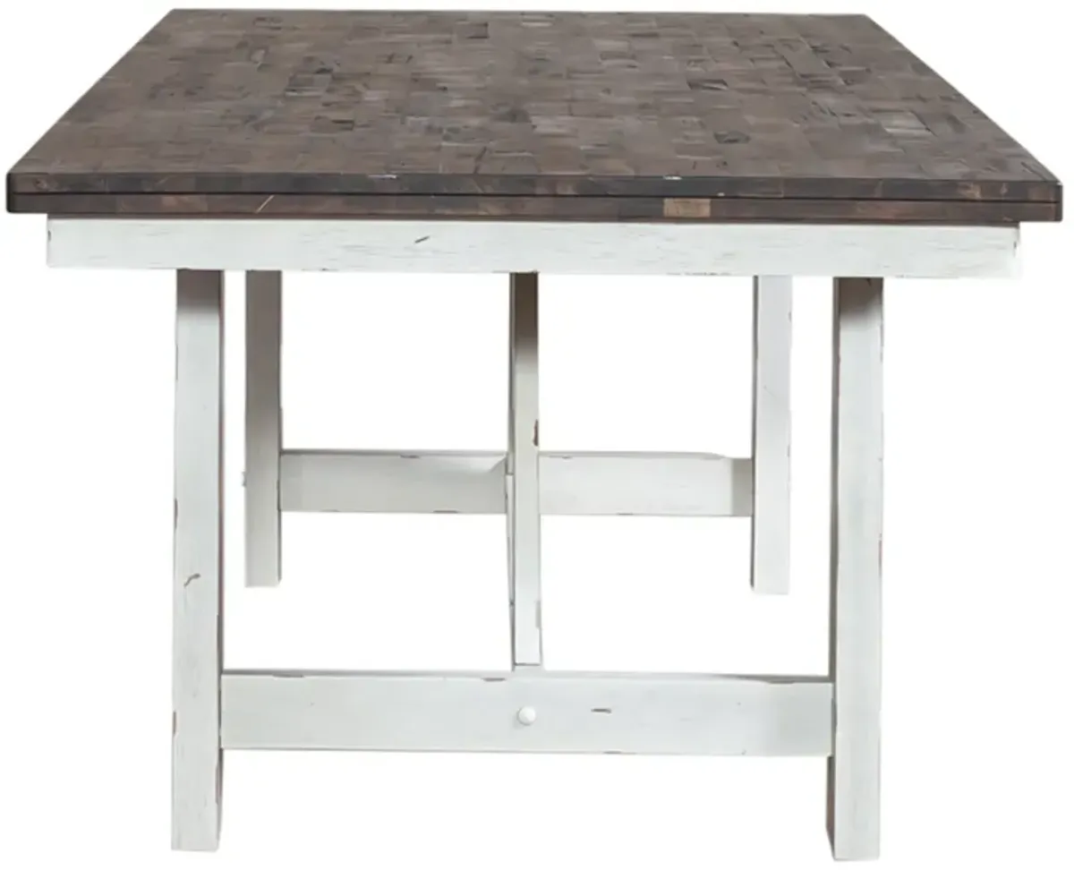 Liberty Furniture Farmhouse Two-Tone White Fixed Top Trestle Table