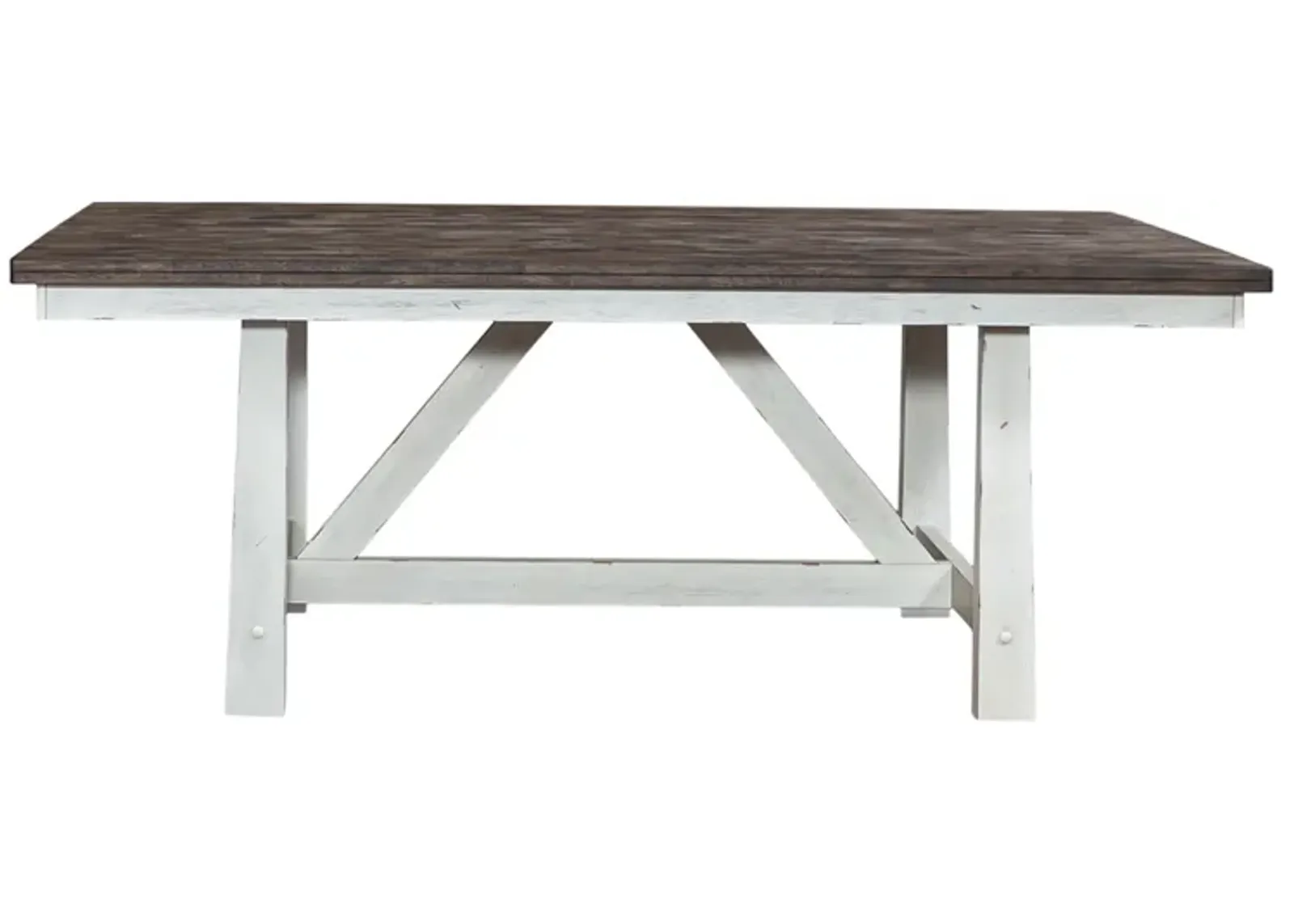 Liberty Furniture Farmhouse Two-Tone White Fixed Top Trestle Table