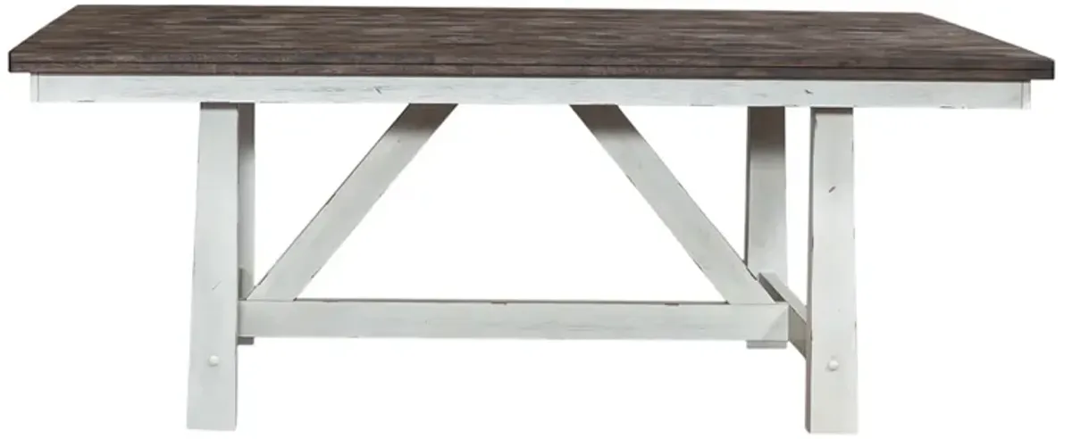 Liberty Furniture Farmhouse Two-Tone White Fixed Top Trestle Table