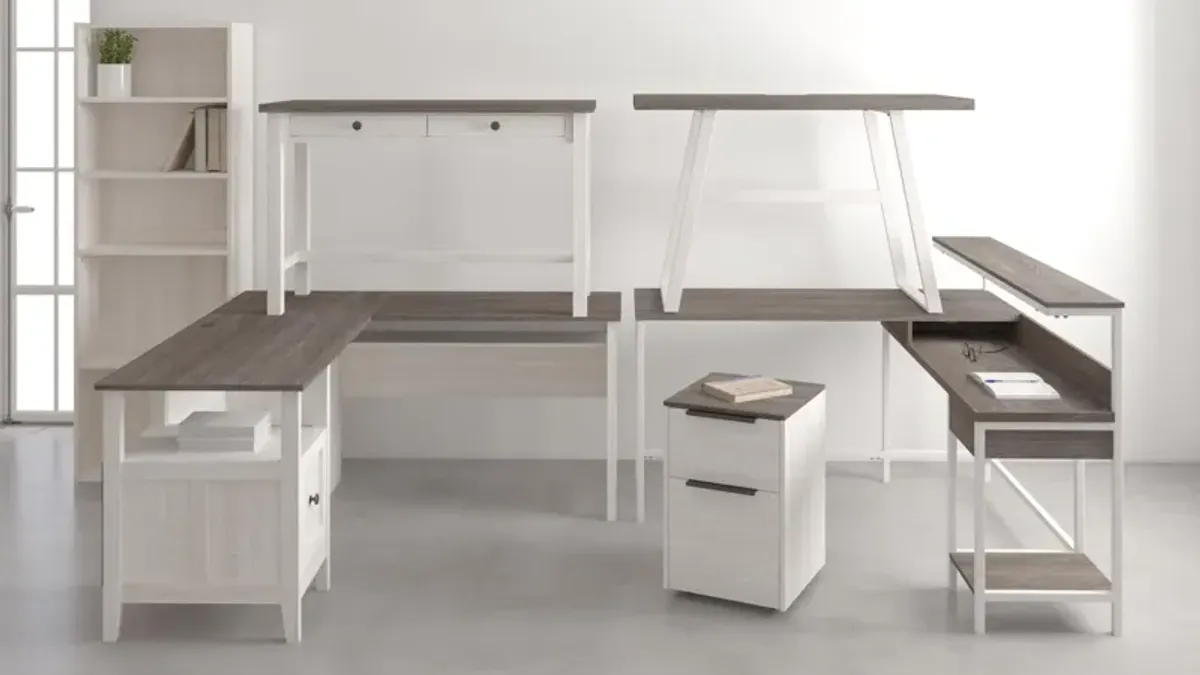 Ashley Dorrinson Two-Tone L-Desk with Storage