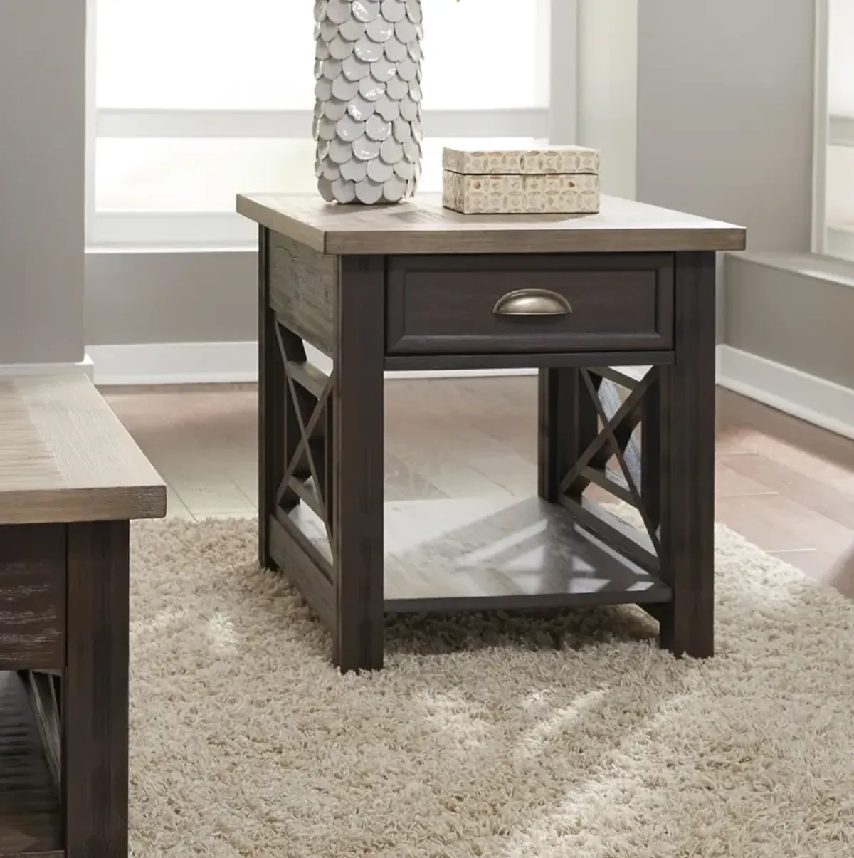 Liberty Furniture Heatherbrook Two-Tone Drawer End Table