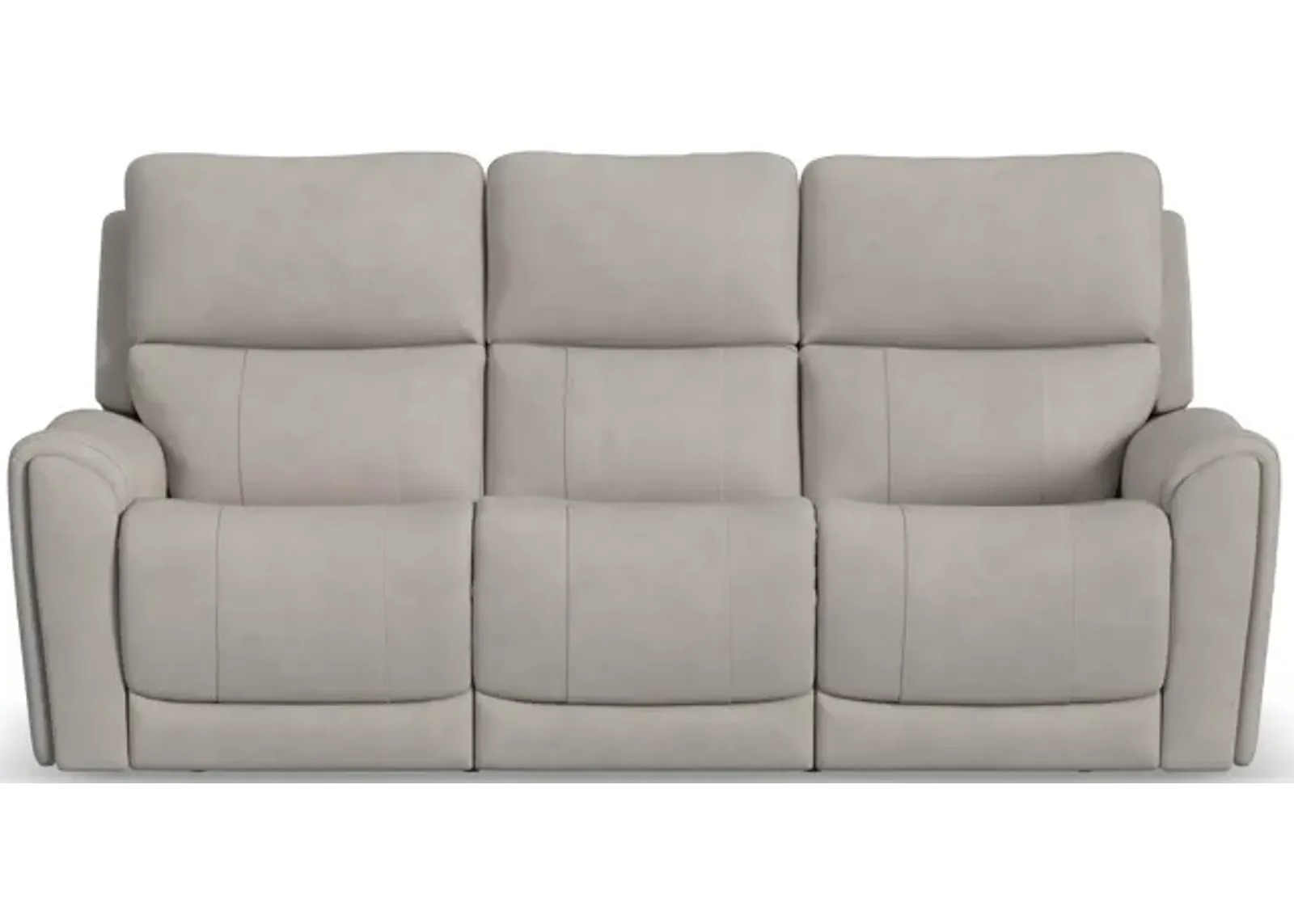 Flexsteel Carter Triple Power Sofa with Drop Down Table in Dove Fabric