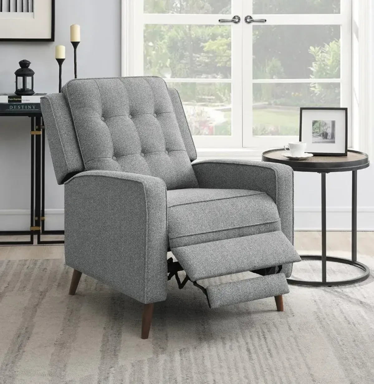 Coaster Davidson Upholstered Tufted Push Back Recliner Grey